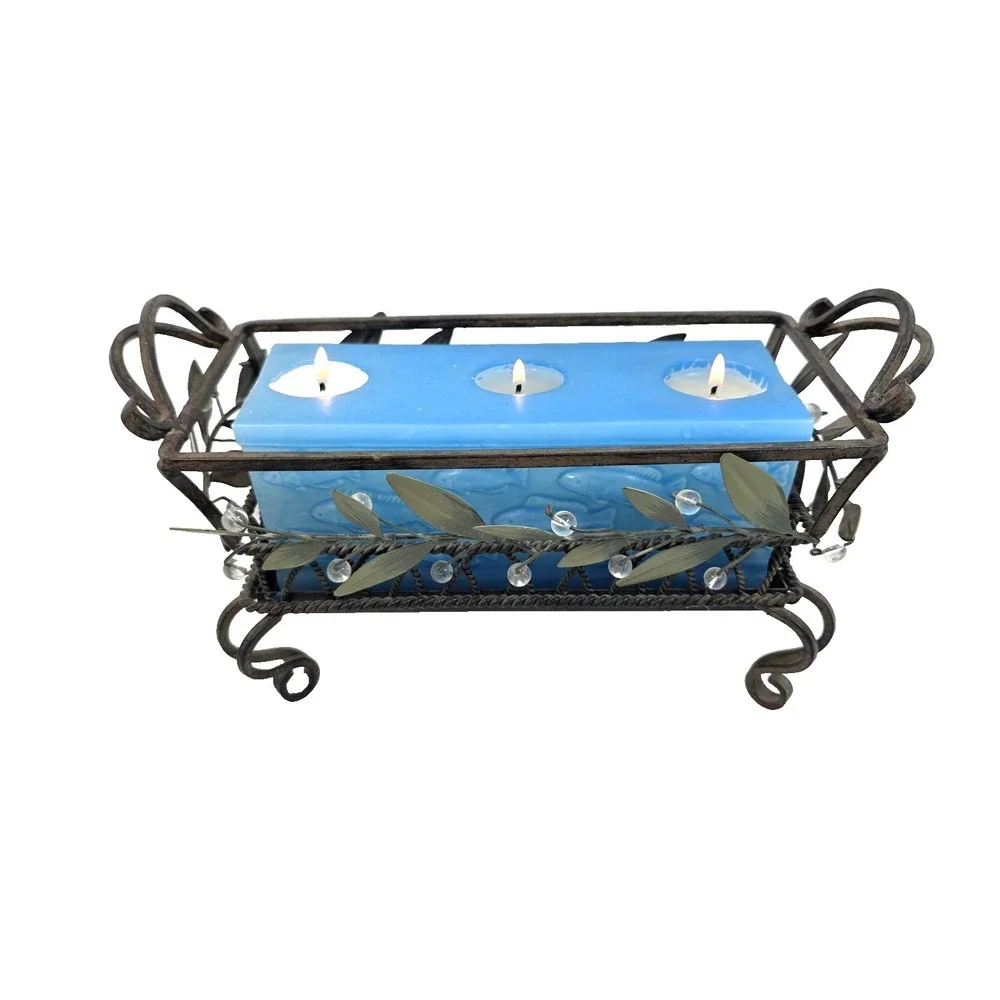 PartyLite Garden‎ Lites 3-Wick Brick Candle Holder Tray & Embossed Fish Candle
